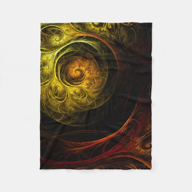Sunrise Floral Red Abstrakte Kunst Fleecedecke (Vorderseite)