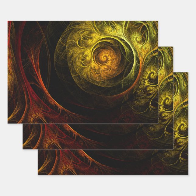 Sunrise Floral Red Abstrakte Kunst Geschenkpapier Set (Set)