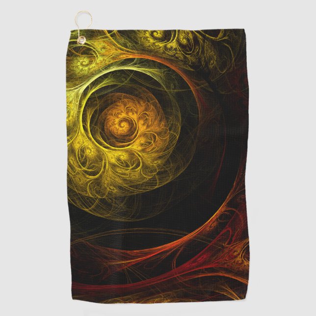 Sunrise Floral Red Abstrakte Kunst Golfhandtuch (Vorderseite)