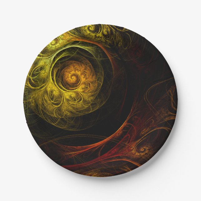 Sunrise Floral Red Abstrakte Kunst Pappteller (Vorderseite)