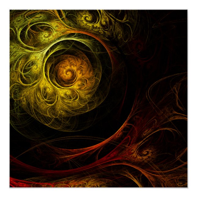 Sunrise Floral Red Abstrakte Kunst Poster (Vorderseite)