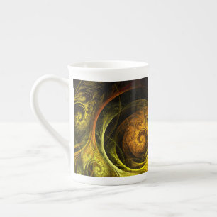 Sunrise Floral Red Abstrakte Kunst Prozellantasse