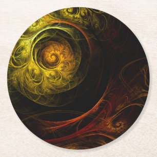 Sunrise Floral Red Abstrakte Kunst Runder Pappuntersetzer