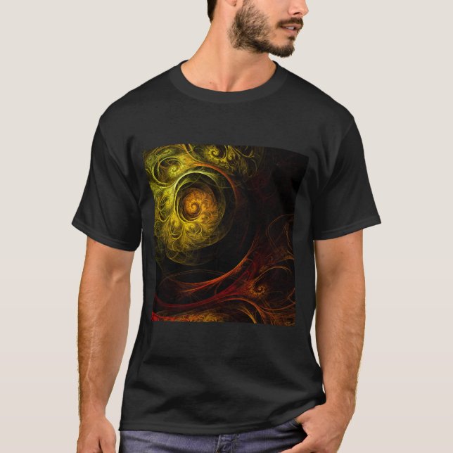 Sunrise Floral Red Abstrakte Kunst T-Shirt (Vorderseite)