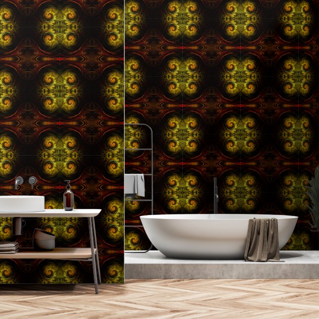 Sunrise Floral Red Abstrakte Kunst Tapete (Badezimmer)