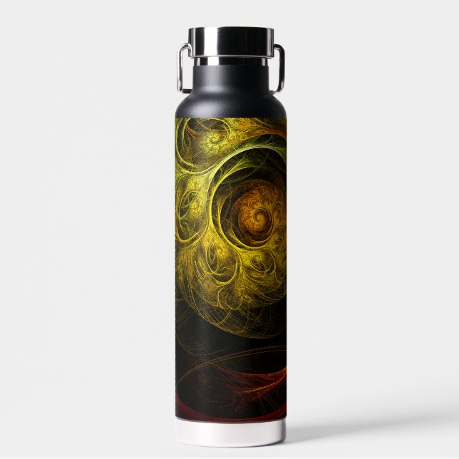 Sunrise Floral Red Abstrakte Kunst Trinkflasche (Vorne)