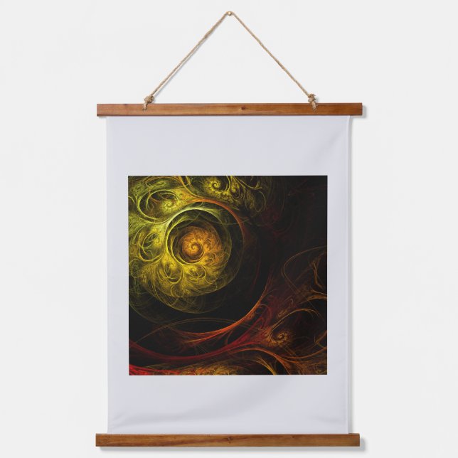 Sunrise Floral Red Abstrakte Kunst Wandteppich Mit Holzrahmen (Vorderseite)