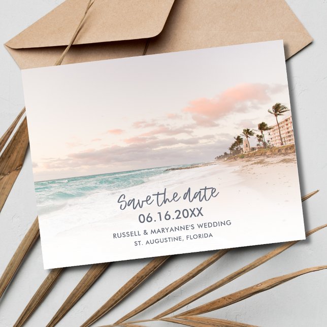 Sunrise Florida Beach Hochzeit Save the Date Ankündigungspostkarte (Sunrise Florida Beach Wedding Save the Date Postcard)