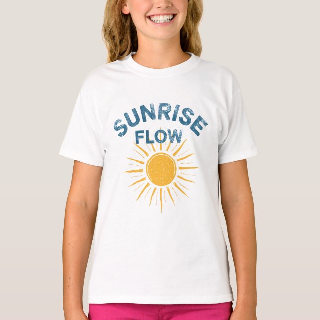 Sunrise Flow Retro Graphic Print Yoga Beach Girl's T-Shirt (Vorderseite)