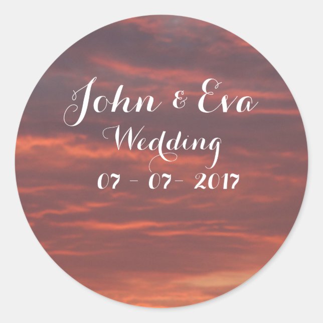 Sunrise Foto Hochzeitsticker Runder Aufkleber (Vorderseite)
