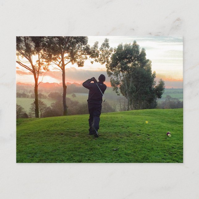 Sunrise Golfer Postkarte (Vorderseite)