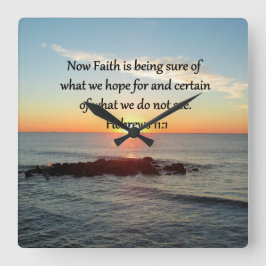 SUNRISE HEBREWS 11:1 FOTO DESIGN QUADRATISCHE WANDUHR