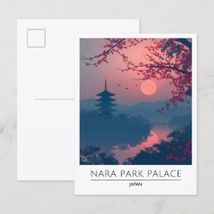 Sunrise in Nara Park Palace Japan Travel Postkarte