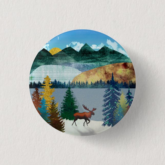 Sunrise Moose Button (Vorderseite)