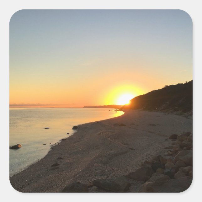 Sunrise Over Long Island Sound Quadratischer Aufkleber (Vorderseite)