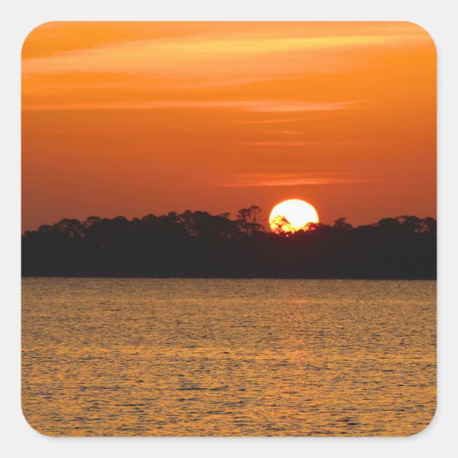 Sunrise Over Perdido Bay Quadratischer Aufkleber (Vorderseite)
