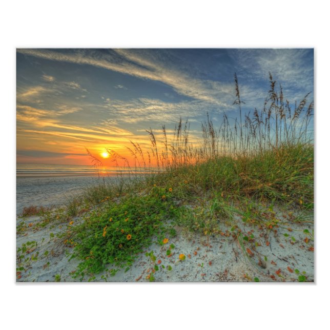Sunrise Over Sand Dunes in Daytona Beach, FL Fotodruck (Vorne)
