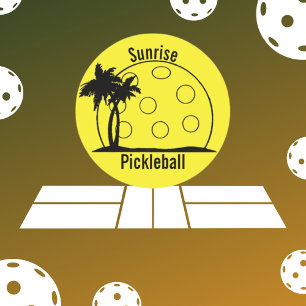 Sunrise Pickleball Yellow Runder Aufkleber
