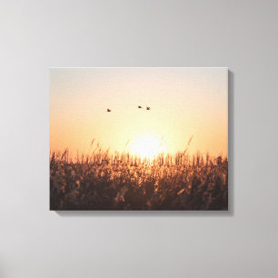 Sunrise Reed Nature Foto Leinwanddruck