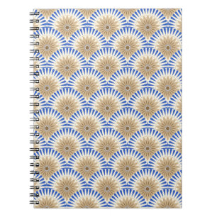 Sunrise Retro Blume - blau & braun Notizblock