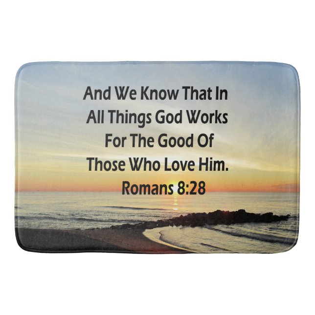 SUNRISE ROMANS 8:28 SCRIPTURE VERSE BADEMATTE (Vorderseite)