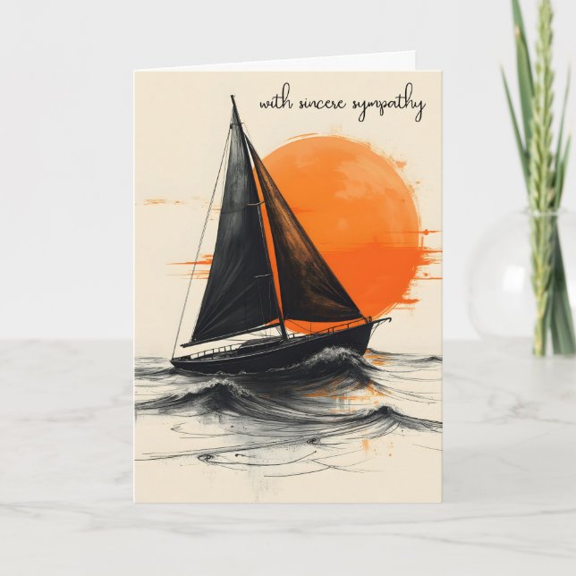 Sunrise Sailboat Silhouette Beileid Karte (Vorderseite)