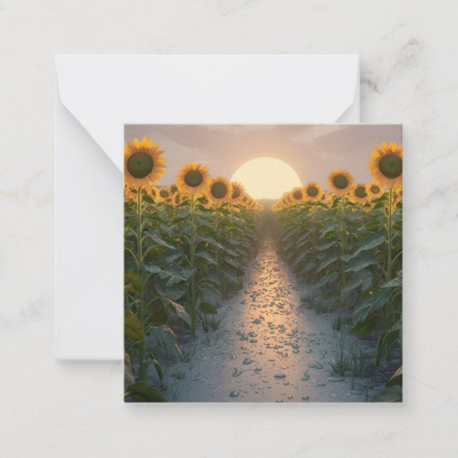 Sunrise Serenade: Taube Sonnenblumen im Blut Mitteilungskarte (Vorderseite)