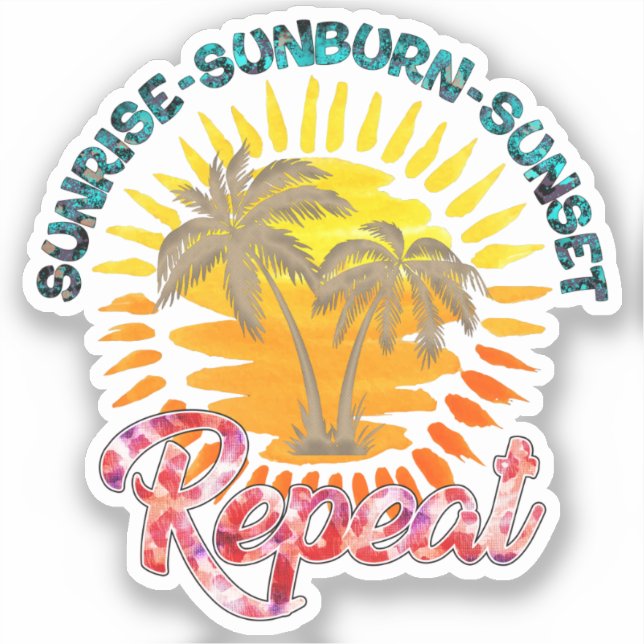 Sunrise-Sunburn-Sunset-Wiederholung | Golden Palm  Aufkleber (Vorderseite)
