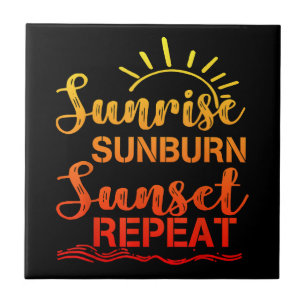Sunrise Sunburn Sunset Wiederholung Retro Sommer Fliese