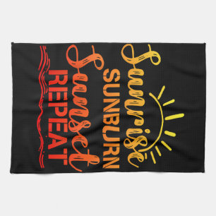 Sunrise Sunburn Sunset Wiederholung Retro Sommer Geschirrtuch