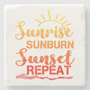 Sunrise Sunburn Sunset Wiederholung Retro Sommer Steinuntersetzer
