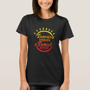Sunrise Sunburn Sunset Wiederholung Retro Sommerur T-Shirt