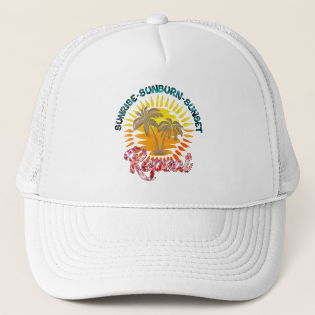 Sunrise-Sunburn-Sunset-Wiederholung | Sommerurlaub Truckerkappe (Vorderseite)