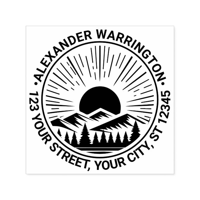 Sunrise Sunset Behind Mountains Name Retreat Adres Permastempel (Design)