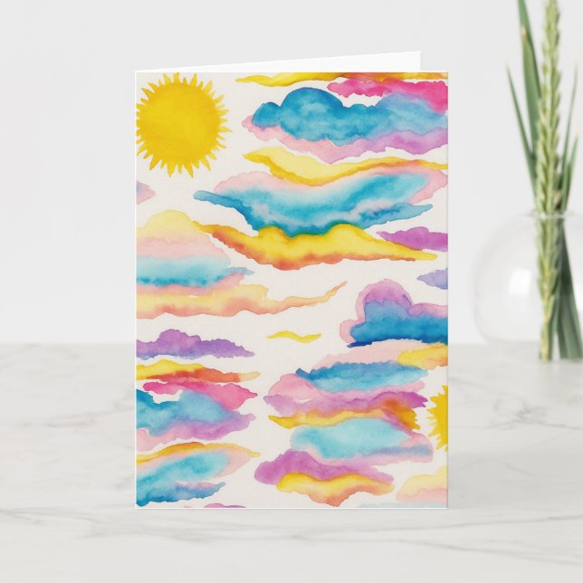 Sunrise Sunset Watercolor Blank Grußkarte Karte (Vorderseite)