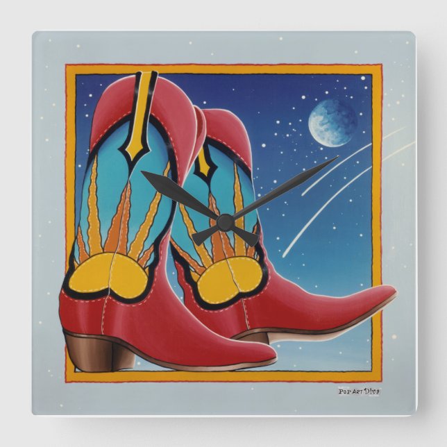 Sunrise Sunset Western COWBOY BOOT WALL HORLOGE (Recto)