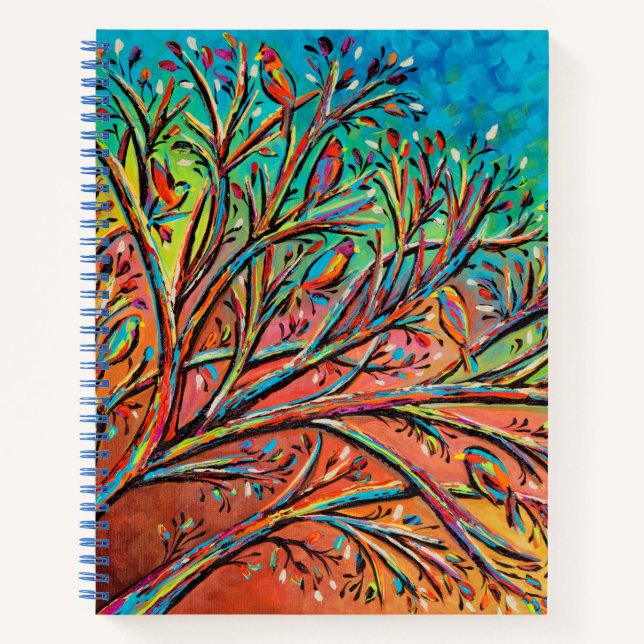 Sunrise Treetop Birds II Notizbuch (Vorderseite)