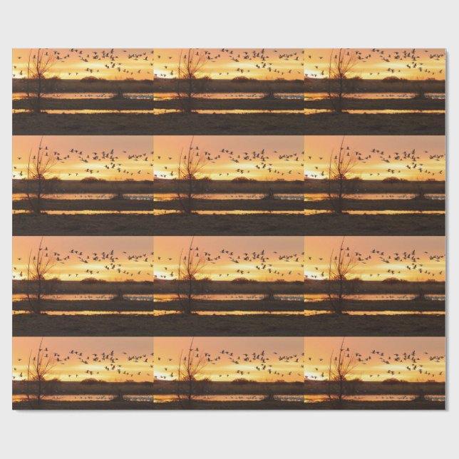 Sunrise und Gänse Geschenkpapier (Flach)