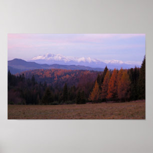 Sunrise view sur Tatras de Beskid Sadecki Poster