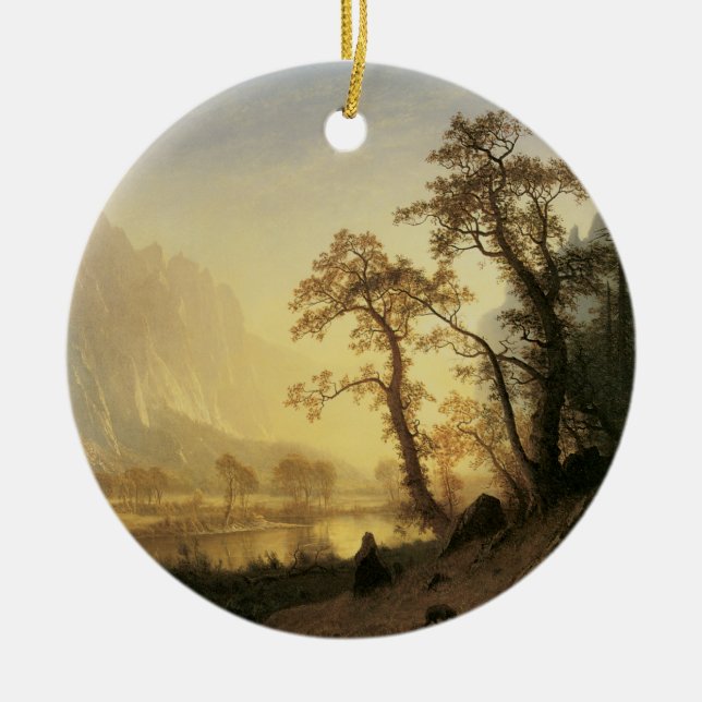 Sunrise, Yosemite Valley von Albert Bierstadt Keramik Ornament (Vorne)