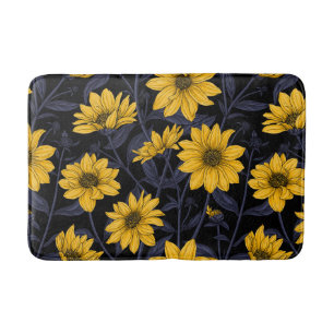 Sunroot, wilde Sonnenblumen in Gelb und Blau Badematte
