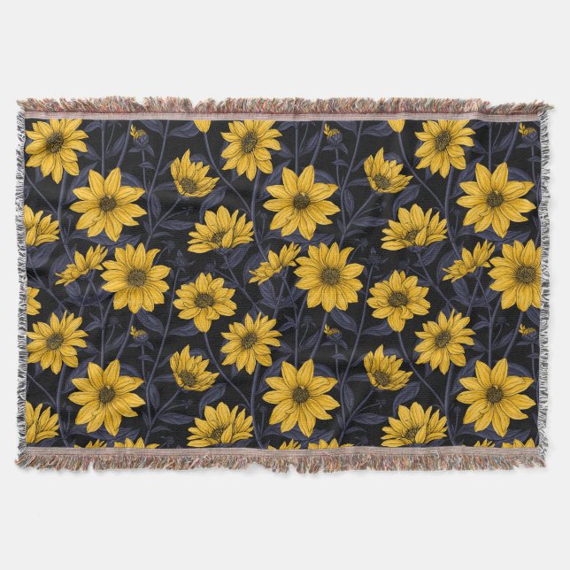 Sunroot, wilde Sonnenblumen in Gelb und Blau Decke (Vorderseite)