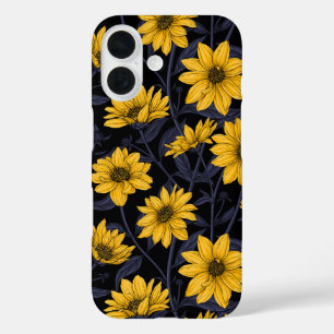 Sunroot, wilde Sonnenblumen in Gelb und Blau iPhone 16 Hülle