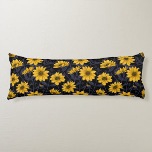 Sunroot, wilde Sonnenblumen in Gelb und Blau Seitenschläferkissen