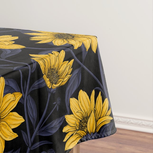 Sunroot, wilde Sonnenblumen in Gelb und Blau Tischdecke (Beispiel)