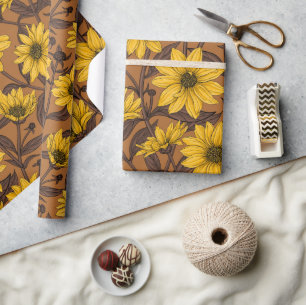 Sunroot, wilde Sonnenblumen in Gelb und Braun Geschenkpapier