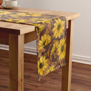Sunroot, wilde Sonnenblumen in Gelb und Braun Kurzer Tischläufer