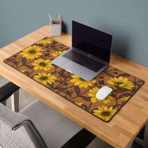 Sunroot, wilde Sonnenblumen in Gelb und Braun Schreibtischunterlage