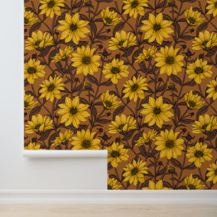 Sunroot, wilde Sonnenblumen in Gelb und Braun Tapete