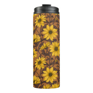 Sunroot, wilde Sonnenblumen in Gelb und Braun Thermosbecher